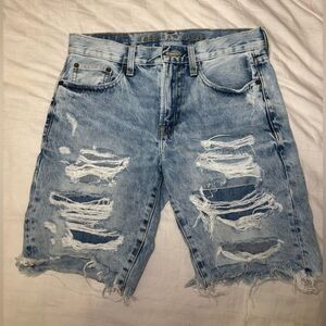 American Eagle Outfitters Light Blue Distressed Jean Shorts